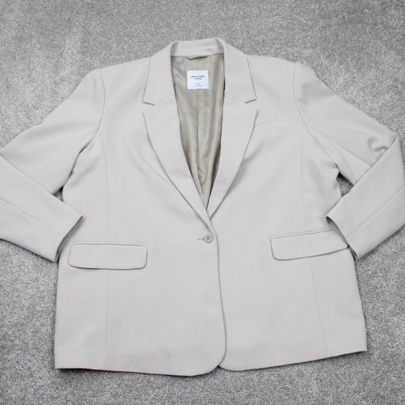 Abercrombie & Fitch Blazer Womens 2XL XXL Beige Polyester/Viscose Sports Jacket - Picture 1 of 14